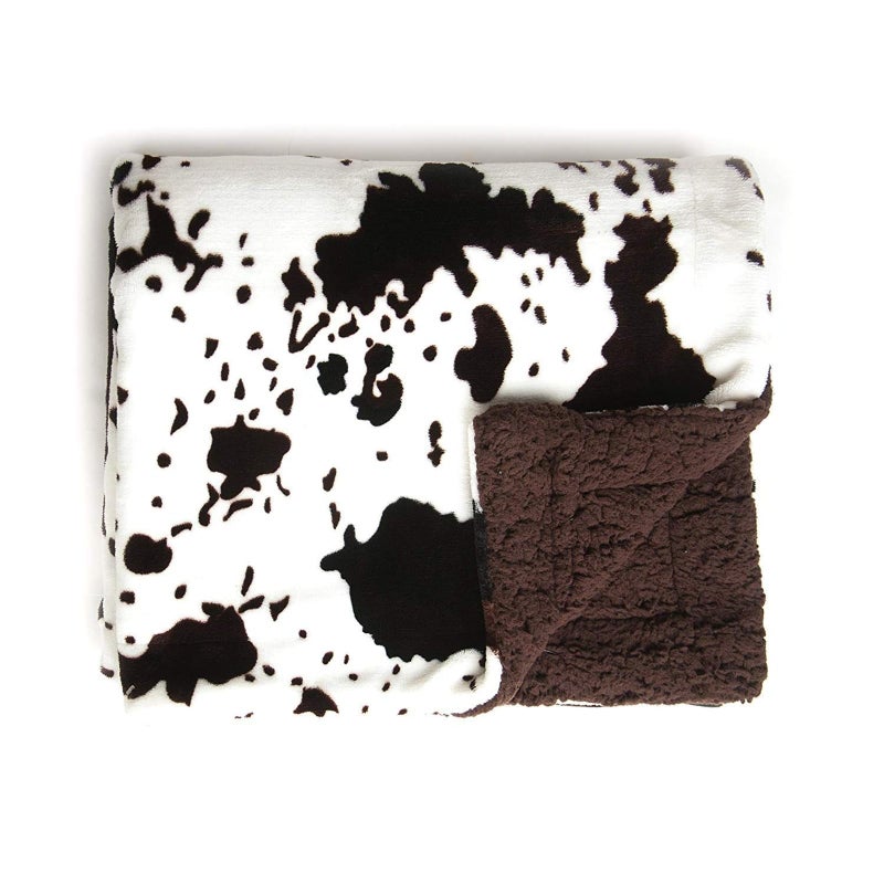 Tadpoles Plush Sherpa Cowhide Print Double Layer Baby Blanket - Image 1